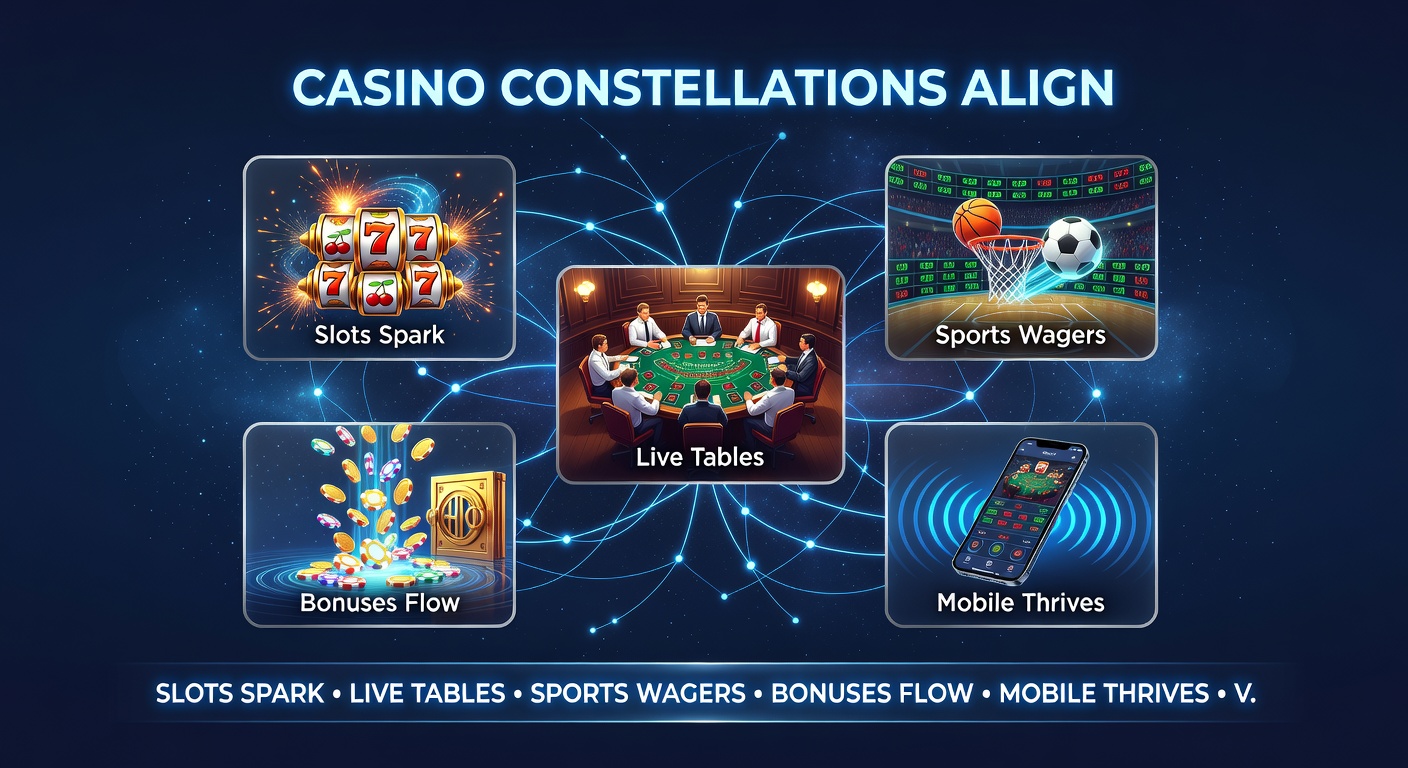 Close-up of a mobile device screen displaying cascading bonuses from slots linking to live roulette and sports odds, with glowing payout notifications