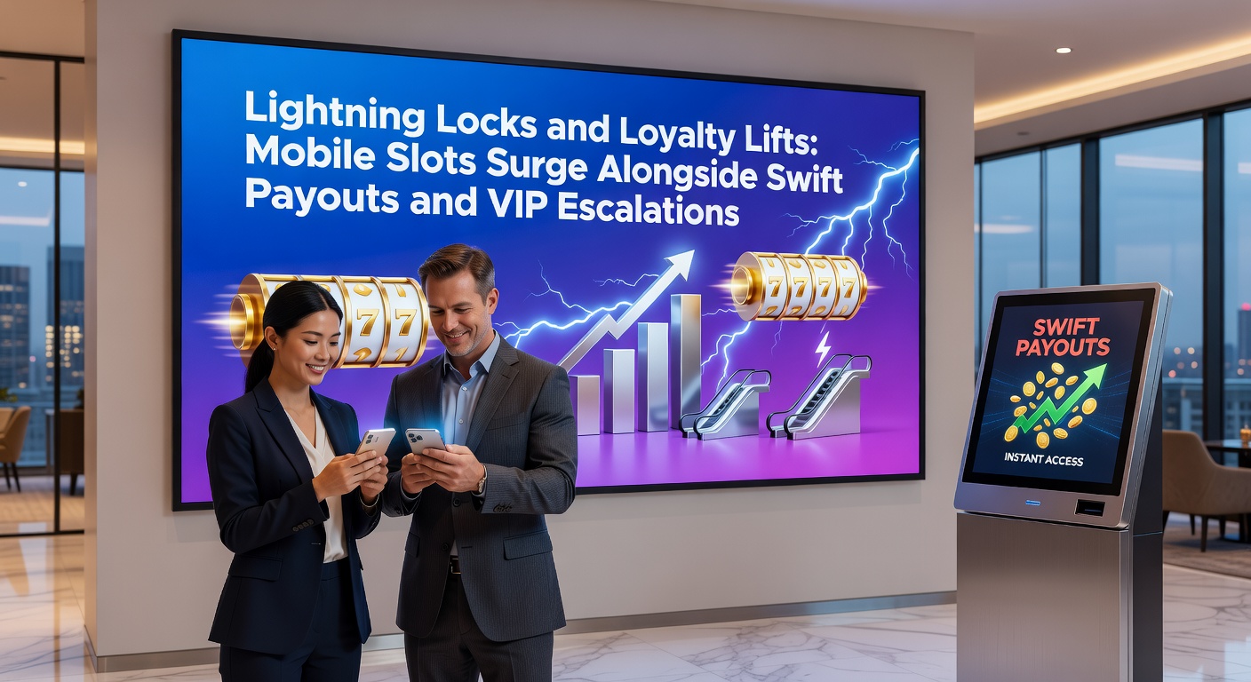 Dynamic graphic of a slot payout notification popping up on a mobile device with speed lines and coin explosions