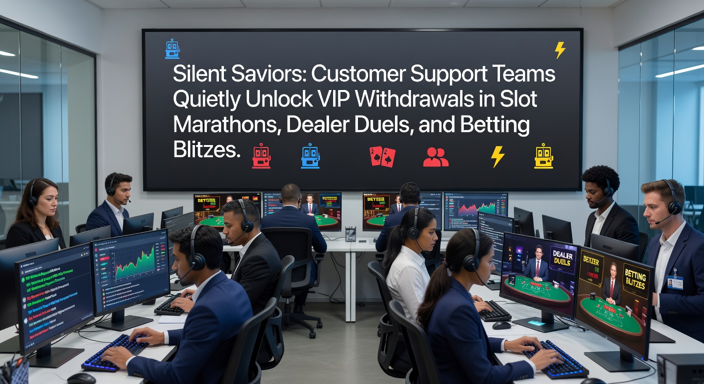 Customer support agents working late into the night, screens glowing with player queries and withdrawal requests during peak gaming hours