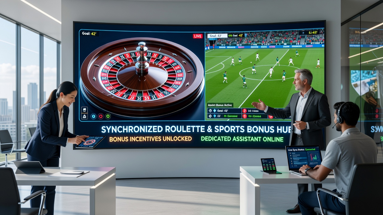 Support representative assisting a VIP user on a mobile device while displaying live roulette and sports event feeds