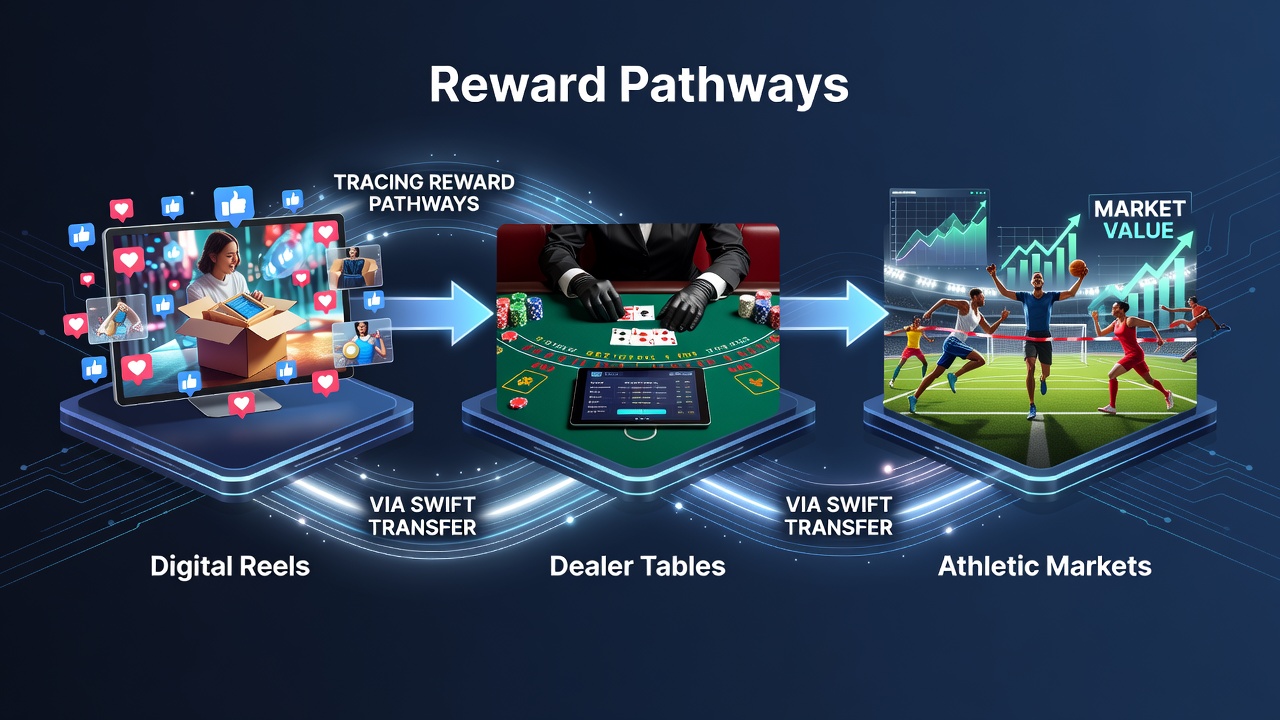 Infographic illustrating instant transfers connecting casino rewards to sports betting accounts