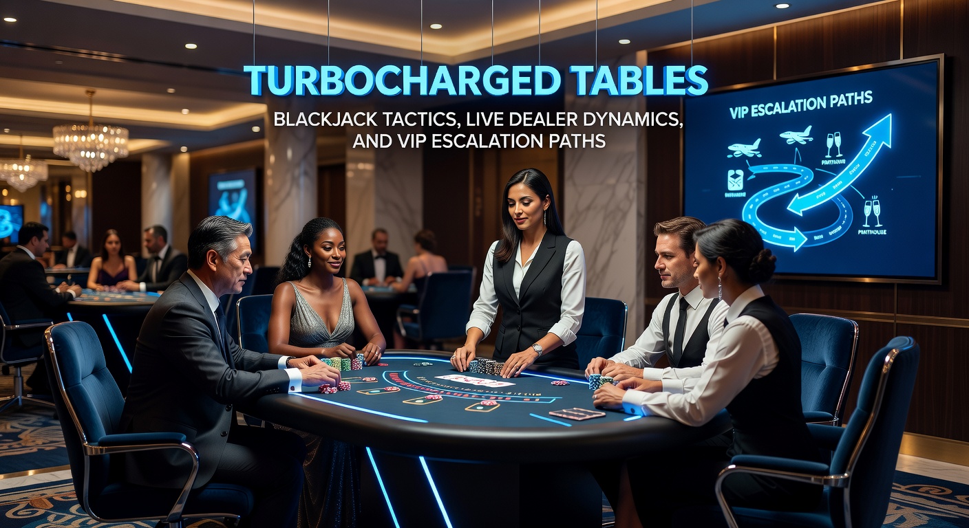 VIP player at exclusive turbocharged blackjack table engaging with charismatic live dealer, luxury chips and high-limit screen in view