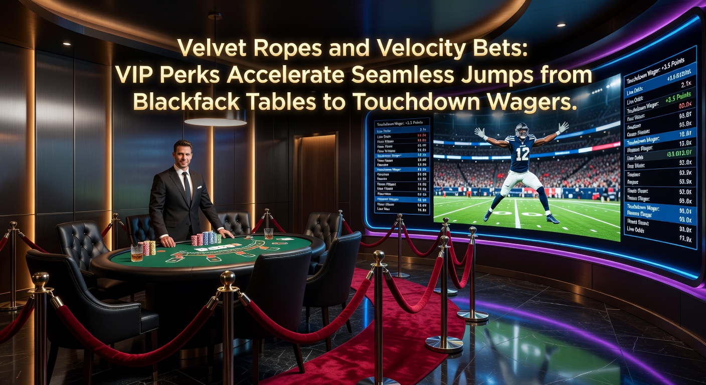 VIP guests enjoying exclusive access at a bustling casino floor transitioning to sports betting screens